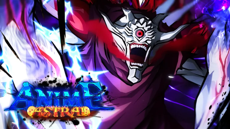 Masked fighter with a red eye surrounded by violet energy