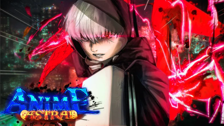 Hooded fighter charging red energy in Anime Astral Simulator